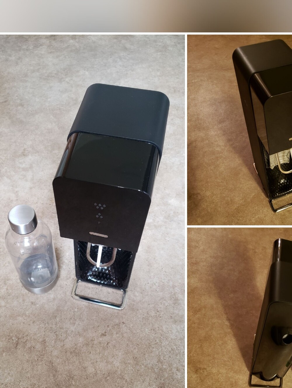 Black SodaStream-style Home Carbonator Bottle Dispenser